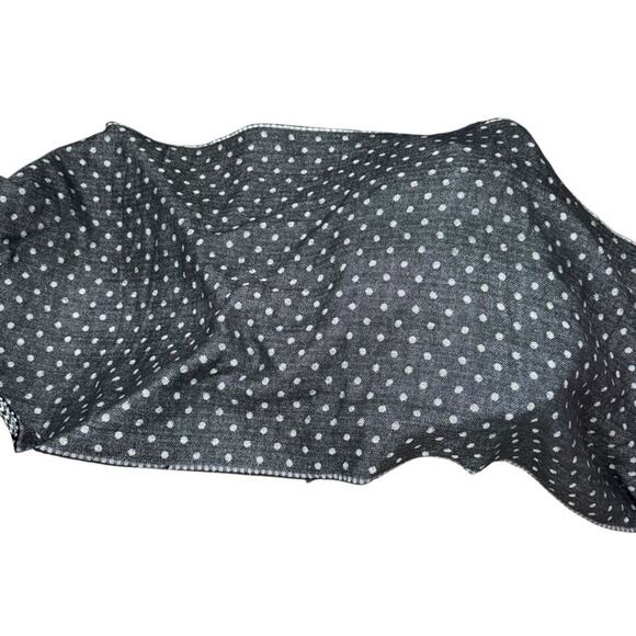 J Crew Reversible Wide Wrap Scarf Houndstooth Polka Dot Black Warm Winter - Picture 6 of 6